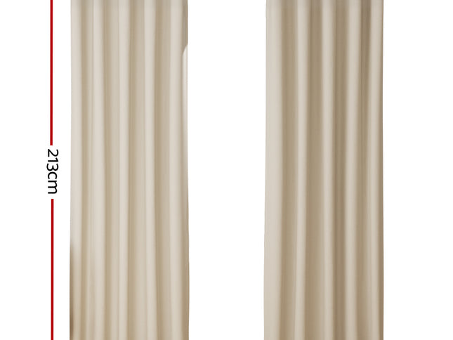 Artiss 2X Blockout Curtains Eyelet 180x213cm Beige