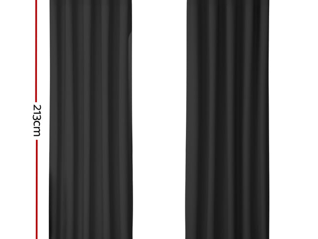 Artiss 2X Blockout Curtains Eyelet 180x213cm Black