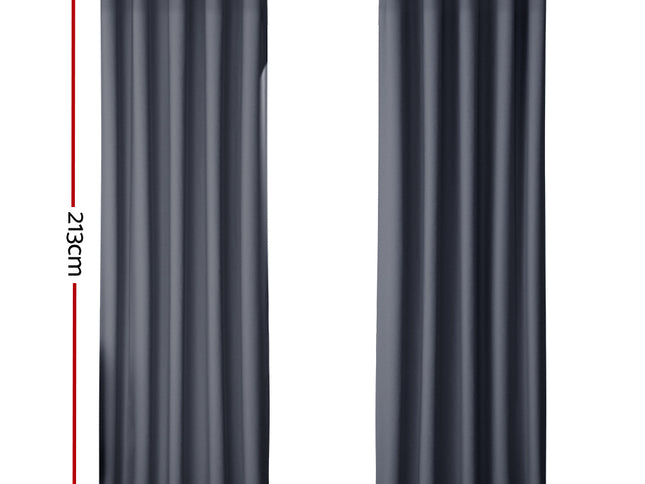 Artiss 2X Blockout Curtains Eyelet 180x213cm Charcoal