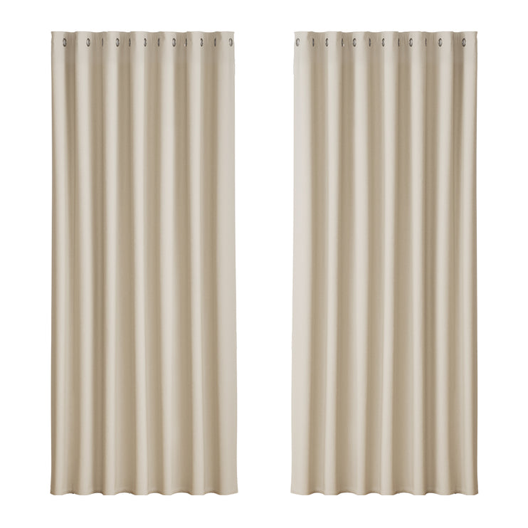 Artiss 2X Blockout Curtains Eyelet 240x230cm Beige