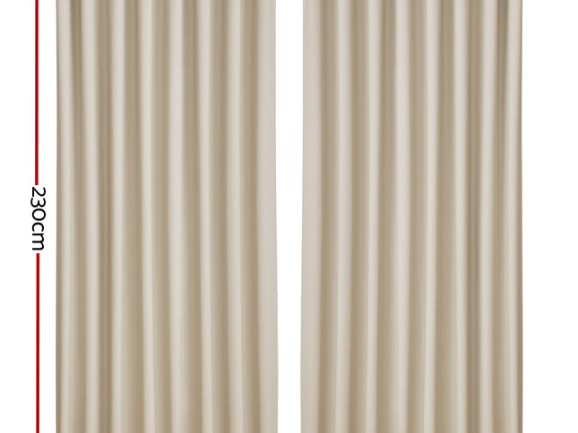 Artiss 2X Blockout Curtains Eyelet 240x230cm Beige