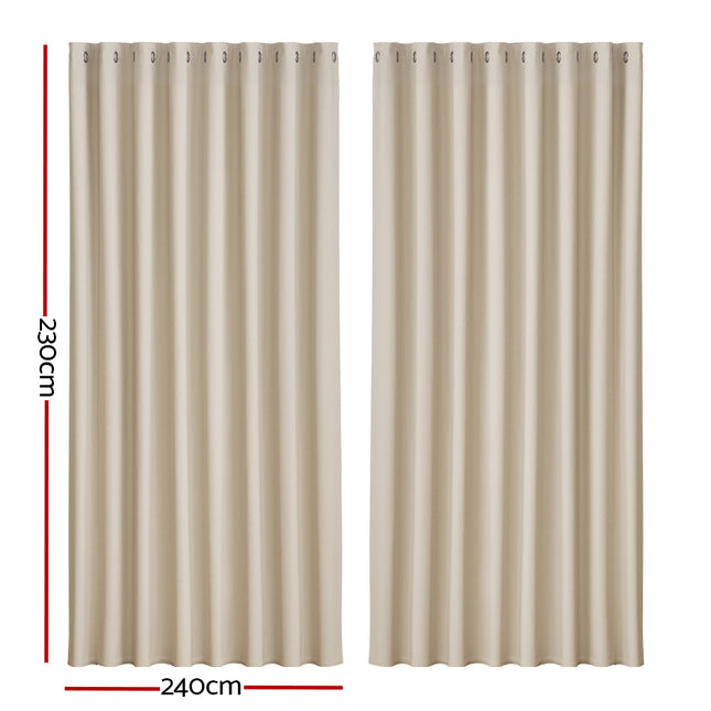 Artiss 2X Blockout Curtains Eyelet 240x230cm Beige