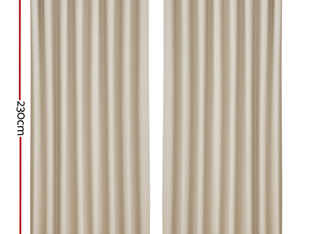 Artiss 2X Blockout Curtains Eyelet 300x230cm Beige