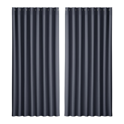Artiss 2X Blockout Curtains Eyelet 300x230cm Charcoal