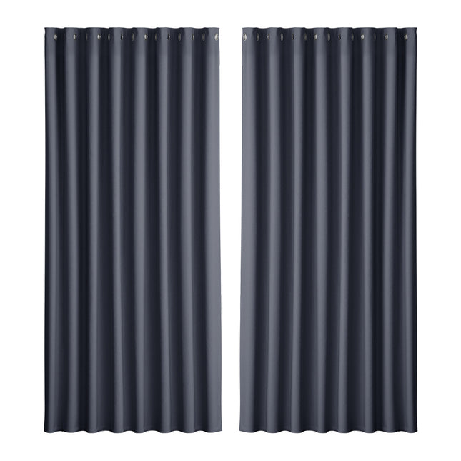 Artiss 2X Blockout Curtains Eyelet 300x230cm Charcoal