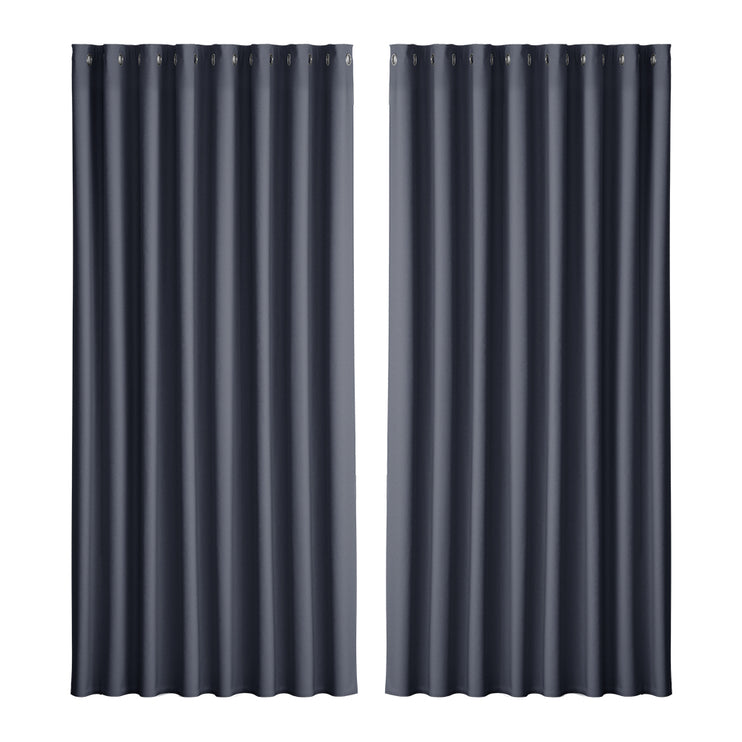 Artiss 2X Blockout Curtains Eyelet 300x230cm Charcoal