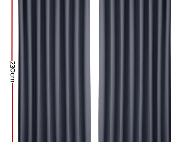Artiss 2X Blockout Curtains Eyelet 300x230cm Charcoal