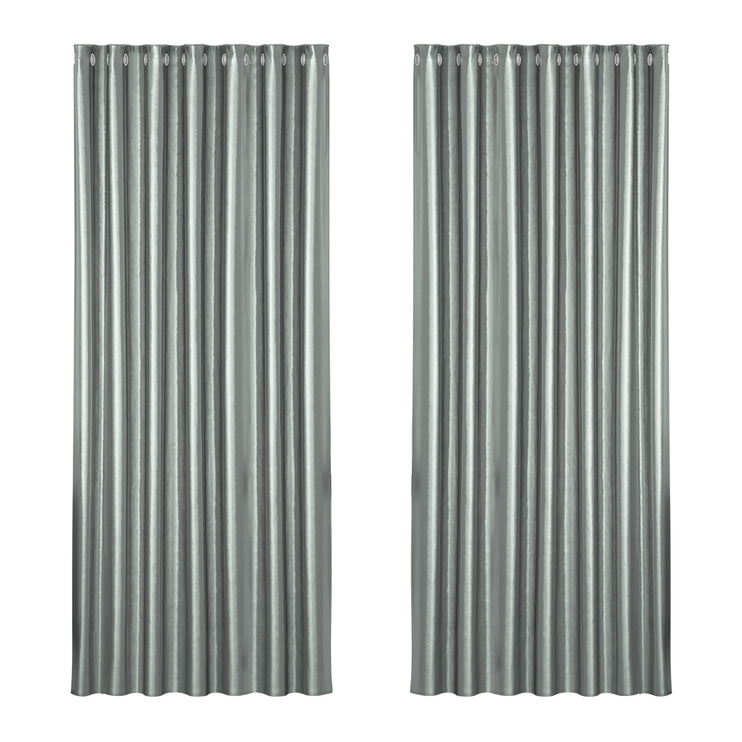 Artiss 2X Blockout Curtains Eyelet 240x230cm Grey Shine