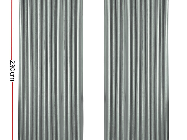 Artiss 2X Blockout Curtains Eyelet 240x230cm Grey Shine