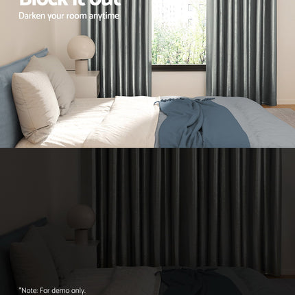 Artiss 2X Blockout Curtains Eyelet 300x230cm Grey Shine