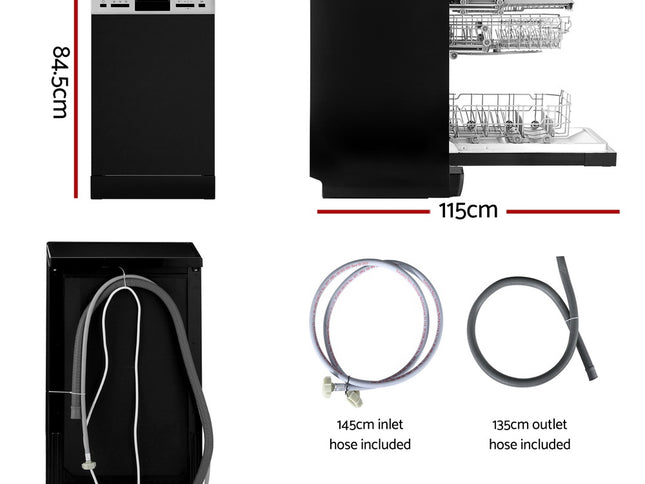 Devanti 10 Place Settings Freestanding Dishwasher Black