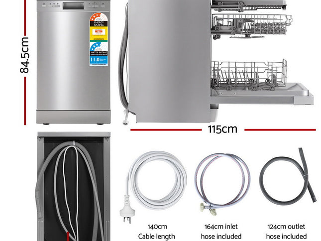 Devanti 10 Place Settings Freestanding Dishwasher Silver