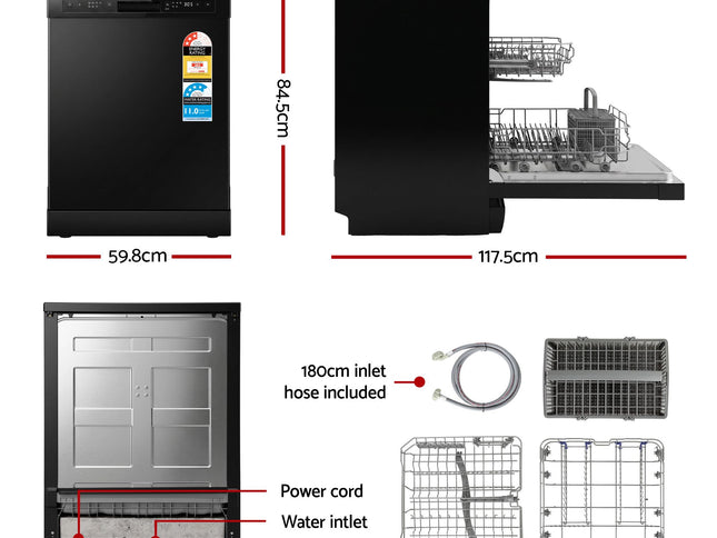 Devanti 12 Place Settings Dishwasher 55cm Freestanding Benchtop Built-In