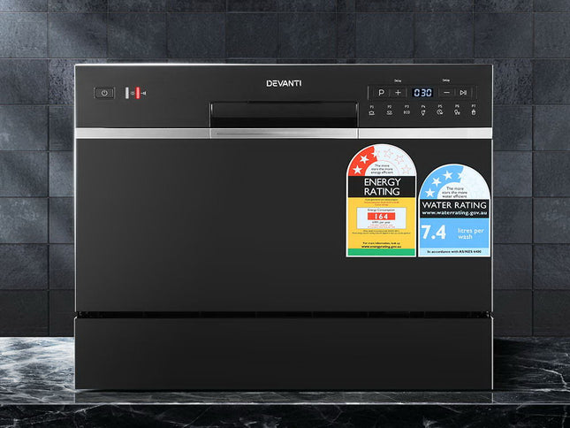 Devanti 6 Place Settings Benchtop Dishwasher Black