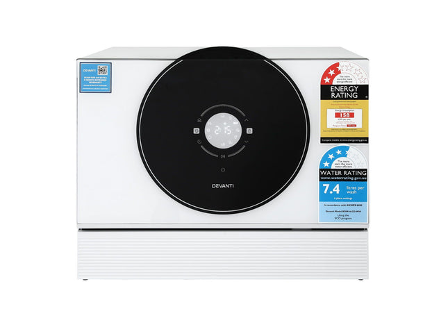Devanti 6-Place Setting Benchtop Dishwasher 50cm White