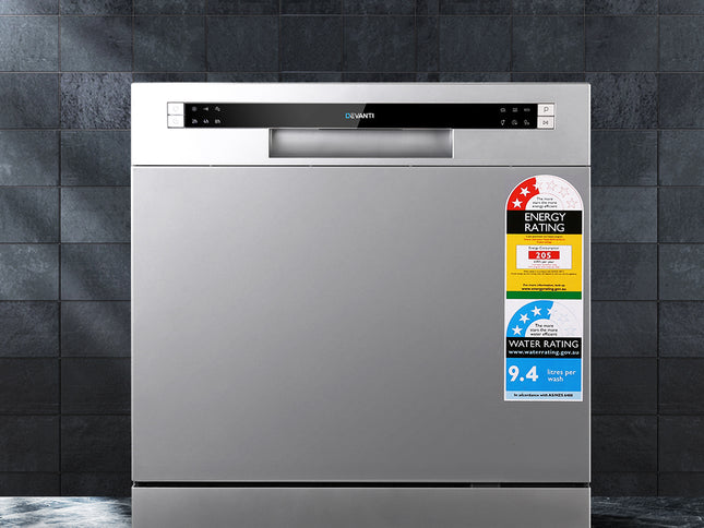 Devanti 8 Place Settings Benchtop Dishwasher Sliver