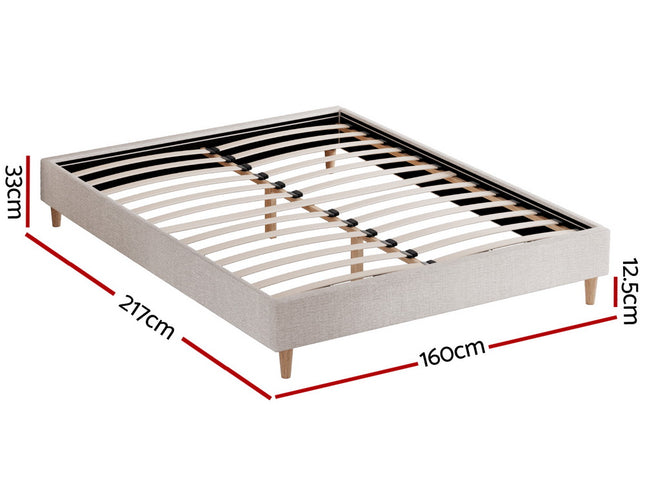 Artiss Bed Frame Queen Size Beige ZORA