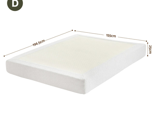 Artiss Compression Bed Frame Double Size No Assembly Vacuum High Density Sponge Boucle Cream White