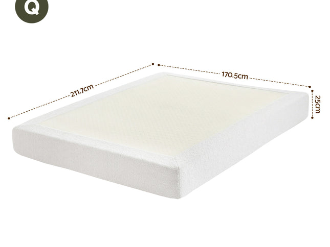 Artiss Compression Bed Frame Queen Size No Assembly Vacuum High Density Sponge Boucle Cream White