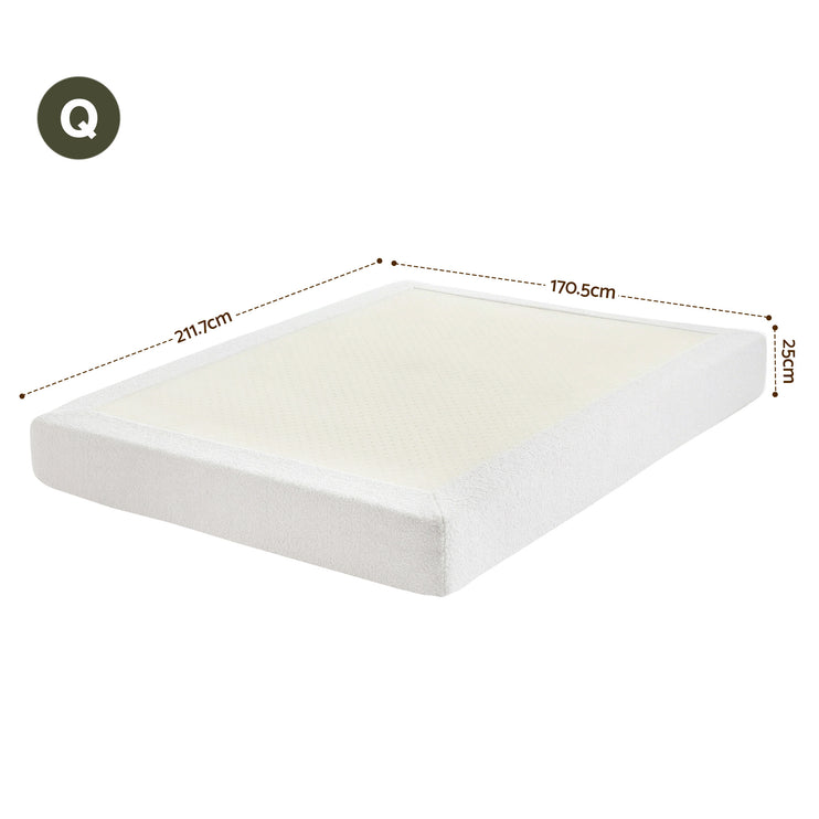 Artiss Compression Bed Frame Queen Size No Assembly Vacuum High Density Sponge Boucle Cream White