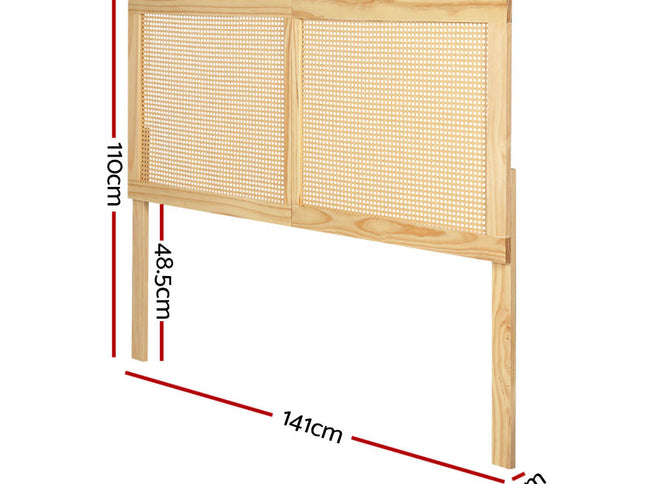Artiss Bed Head Headboard Double Rattan - RIBO Pine