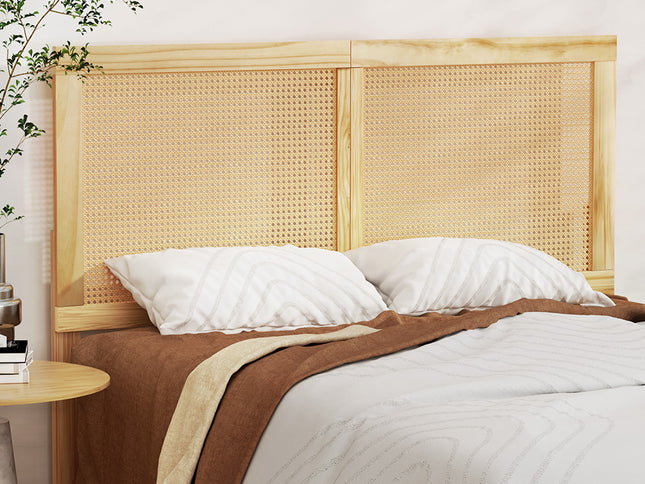Artiss Bed Head Headboard Double Rattan - RIBO Pine