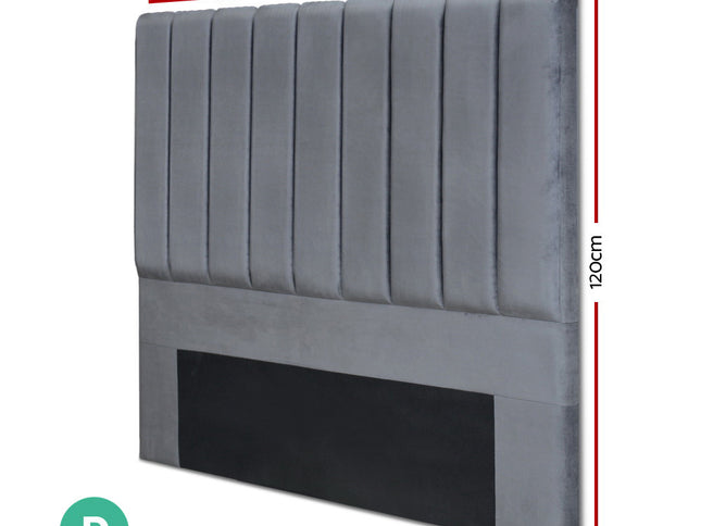 Artiss Bed Head Headboard Double Velvet - VELA Grey
