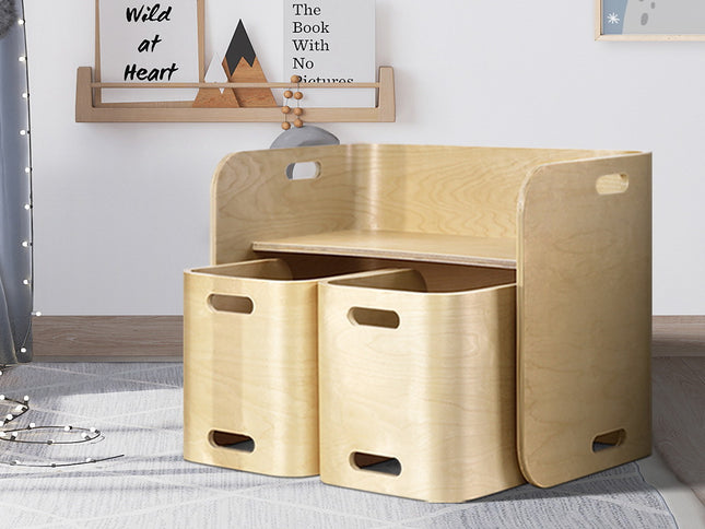 Keezi 3PCS Kids Table and Chairs Set Multifunctional Storage Desk