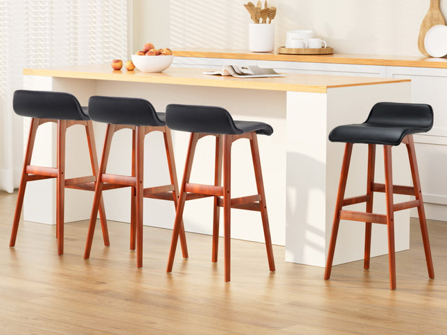Artiss 4x Bar Stools Wooden Stool Black