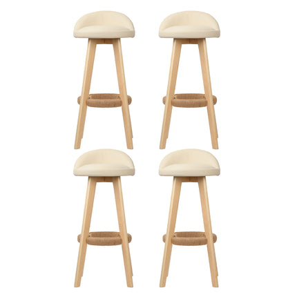 Artiss 4x Bar Stools Padded Leather Wooden Beige