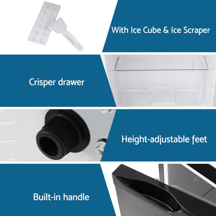 Devanti 122L Two Door Bar Fridge Mini Fridge with Freezer Black