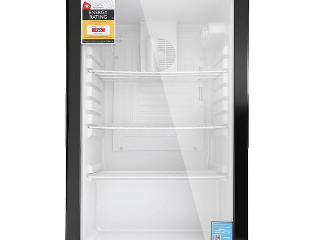 Devanti 105L Bar Fridge Glass Door Mini Fridge Countertop Cooler Black