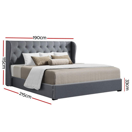 Artiss Bed Frame King Size Gas Lift Grey ISSA