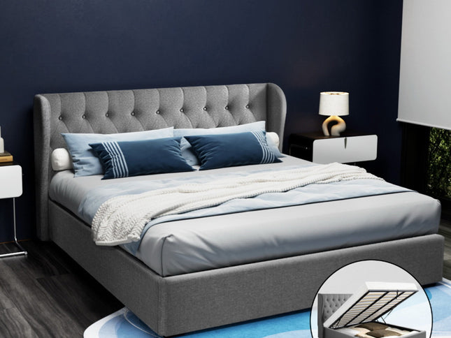 Artiss Bed Frame King Size Gas Lift Grey ISSA