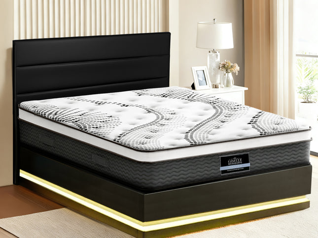 Artiss RGB LED Queen Bed Frame with 32cm Giselle Mattress Set