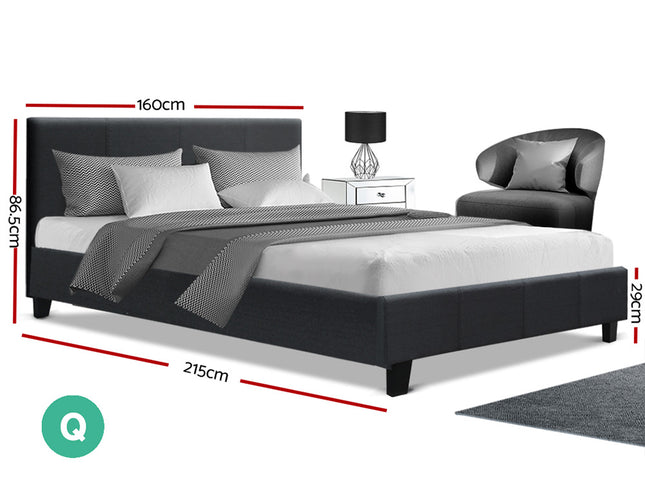Artiss Bed Frame Queen Size Charcoal NEO