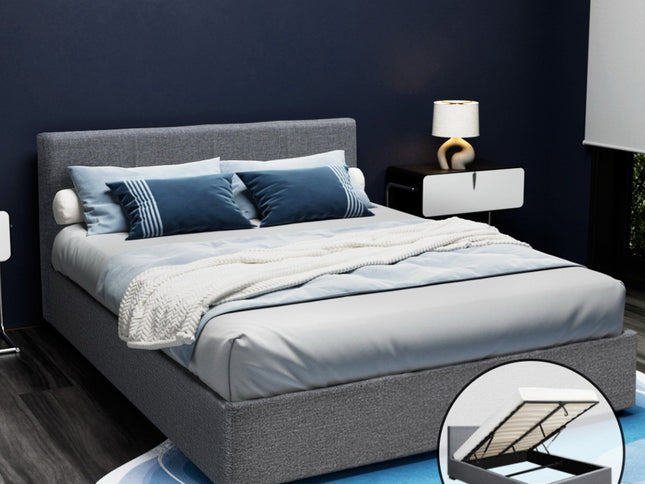 Artiss Bed Frame Queen Size Gas Lift Grey NINO