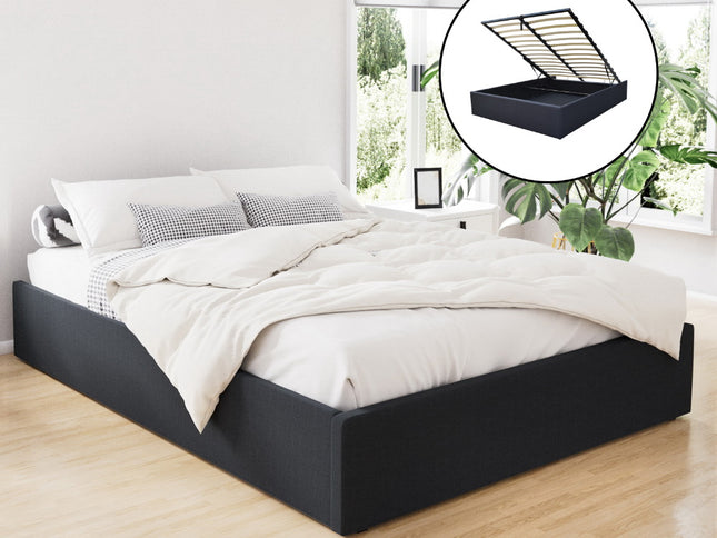 Artiss Bed Frame Double Size Gas Lift Base Charcoal TOKI