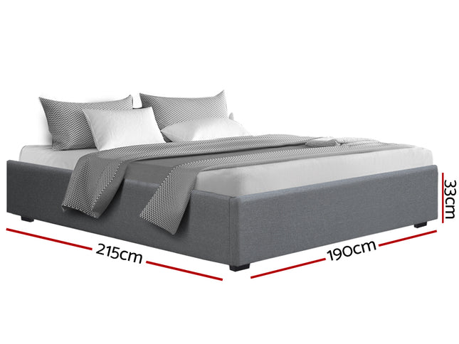 Artiss Bed Frame King Size Gas Lift Base Grey TOKI