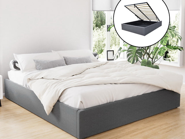 Artiss Bed Frame King Size Gas Lift Base Grey TOKI