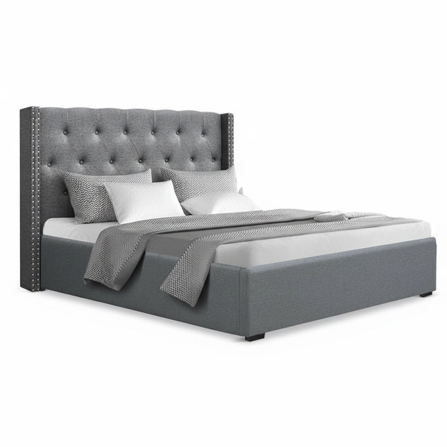 Artiss Queen Bed Frame Storage Tufted Headboard Gas Lift Base Grey
