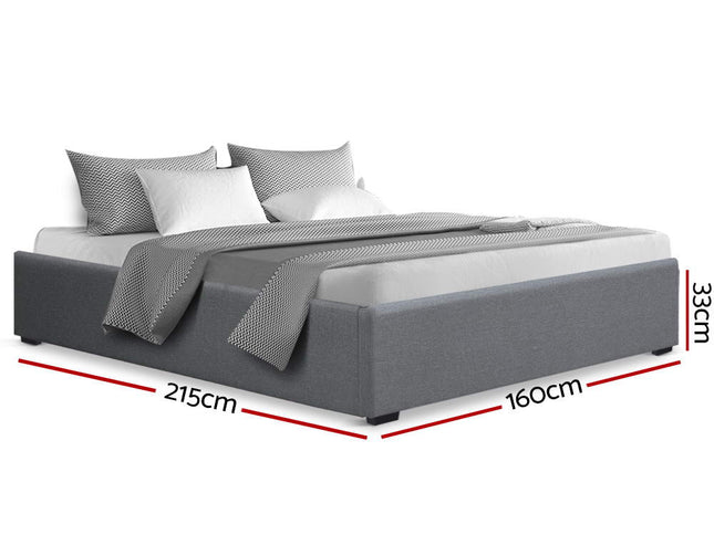 Artiss Bed Frame Queen Size Gas Lift Base Grey TOKI