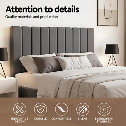 Artiss King Bed Frame with Storage Grey Velvet Headboard Gas Lift Platform Base