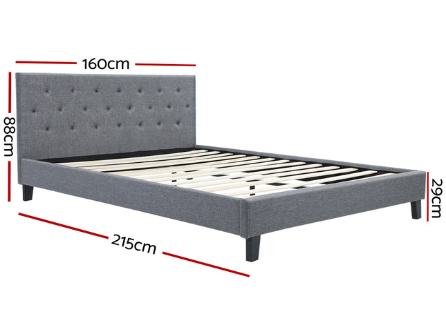 Artiss Bed Frame Queen Size Grey VANKE