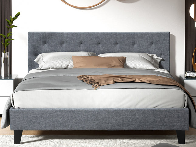 Artiss Bed Frame Queen Size Grey VANKE