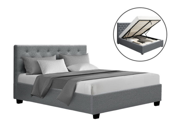 Artiss Bed Frame Double Size Gas Lift Grey VILA