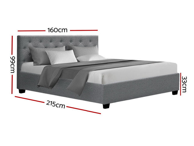 Artiss Bed Frame Queen Size Gas Lift Grey VILA