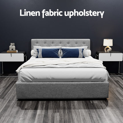 Artiss Bed Frame Queen Size Gas Lift Grey VILA