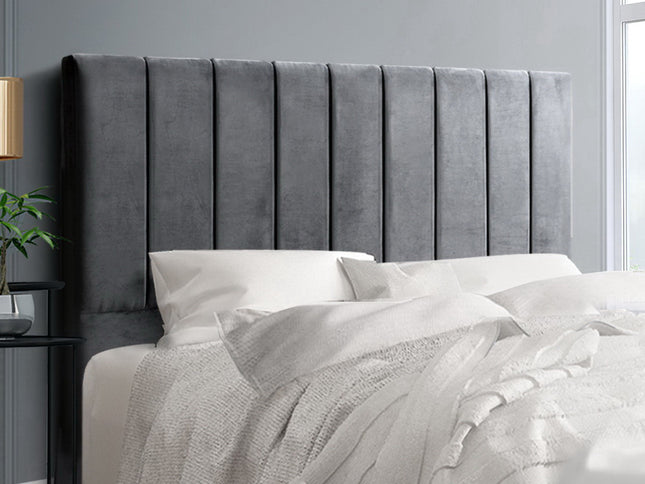 Artiss Bed Head Headboard Queen Velvet - VELA Grey