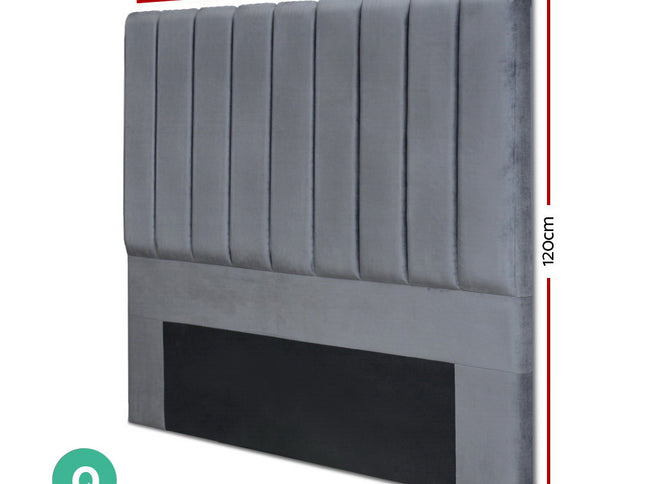Artiss Bed Head Headboard Queen Velvet - VELA Grey